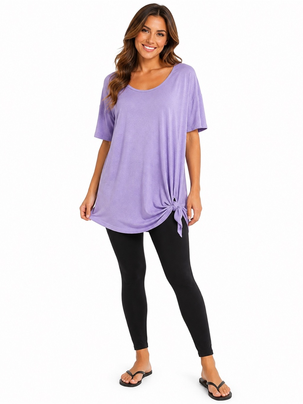 Umgee Lilac Scoop Neck Tunic with Side Knot